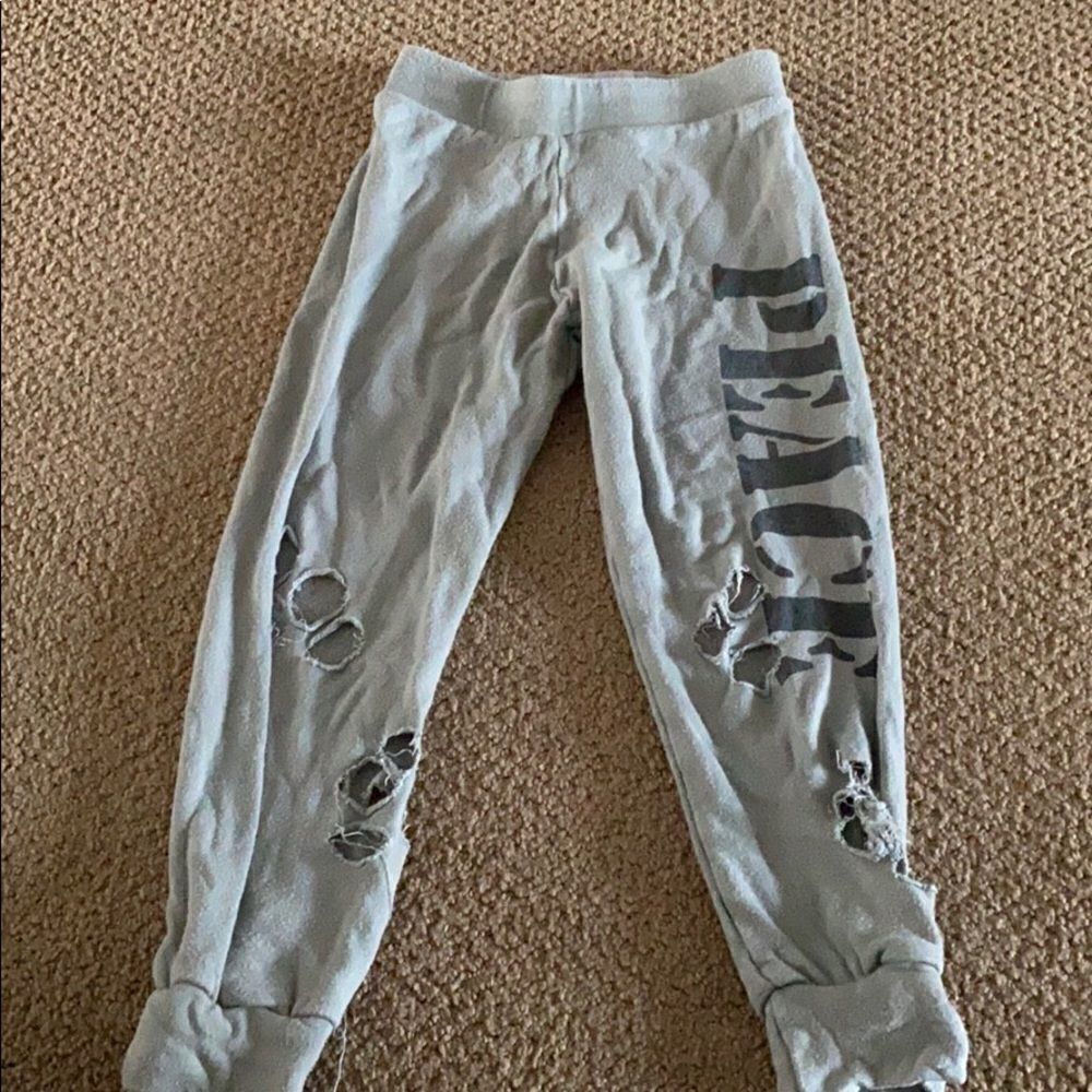 Flowers by Zoe Girls Grey Ripped Peace Sweatpants